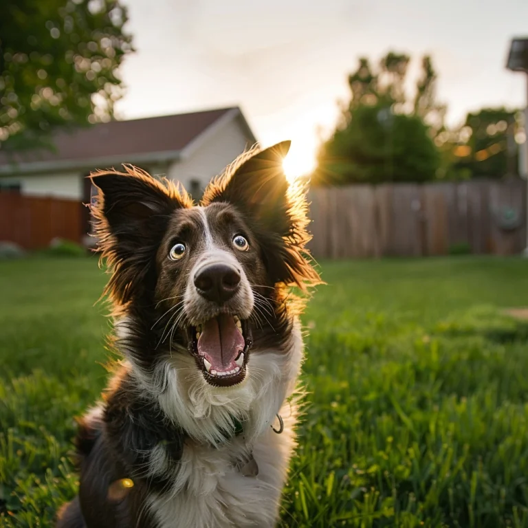 Happy dog enjoying a clean yard