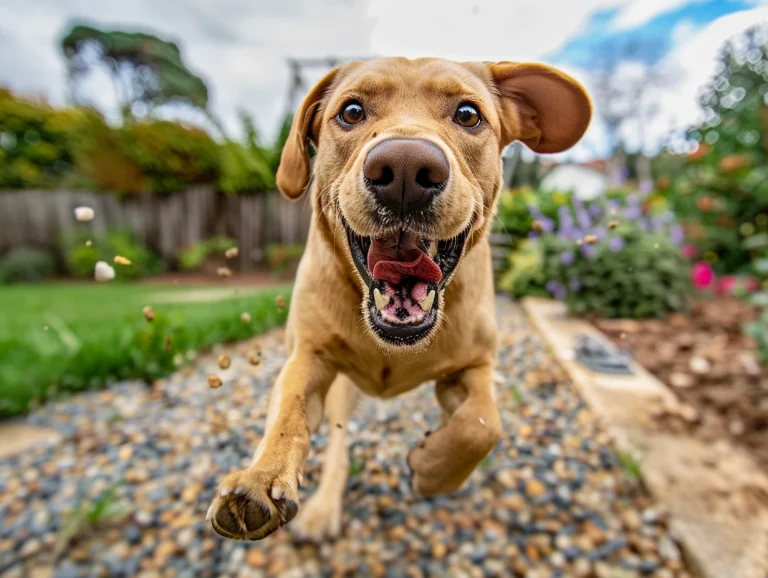 Dog enjoying a clean residential yard